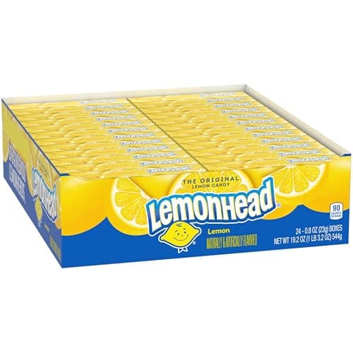 Lemonhead Hard Lemon Candy, Tangy & Sweet, 0.8 oz Boxes, 24 Ct | Tangy sweet lemon hard candy, classic, mini boxes, lunchbox, party favors, sharing, on-the-go snack - Image 1
