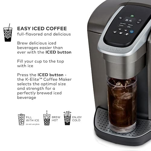 Keurig K-Elite Single Serve K-Cup Pod Coffee Maker, with Strength and Temperature Control, Iced Coffee Capability, 8 to 12oz Brew Size, Programmable, Brushed Slate thumbnail 6