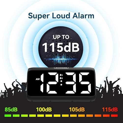 Netzu Digital Alarm Clocks for Bedrooms, Loud Alarm Clock with Dual Alarms, Bold Digits, 5 Dimmers, 4 Volumes, Snooze, Bedside Clock for Deep Sleepers Kids Teens Seniors, Plug in Clock, Easy to Setï thumbnail 3