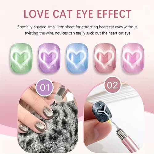 YECIRALA 2 Pcs Cat Eye Magnets For Nails, Pink Double-Side Cylinder Nail Magnet With Big Bead Magnet And Black Point Magnet Pen For Cat Eye Gel Polish, Multi-Functional Cateye Magnets For Nails thumbnail 7