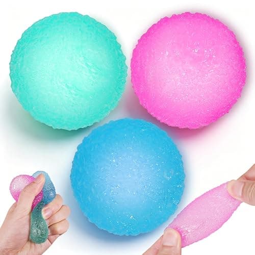 3pcs Squishy Textured Stress Balls Silky Soft Memory Gel Squeeze Balls Squishies Fidget Balls for Anxiety Relief Squishy Ball Sensory for Kids/Adults Hand Exercises 1.85inch - Image 1