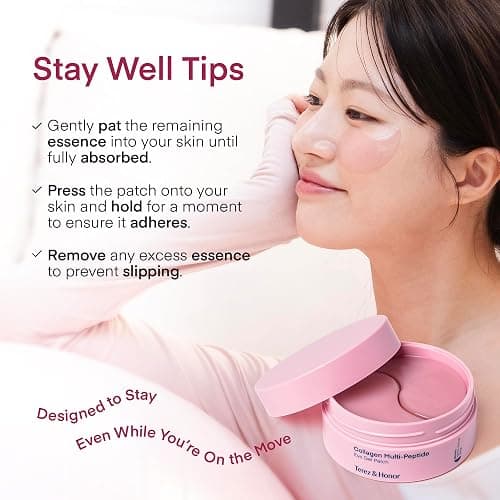 TEREZ & HONOR Peptide Collagen Under Eye Patches - 60 Korean Firming, Glowing & Hydrating Hydrogel Mask for Puffy Eyes, Dark Circles, Wrinkles, Fine Lines, Undereye Bags - Anti-Aging Eye Gel Pads thumbnail 7