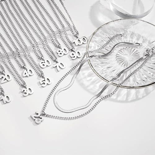 Easter Basket Stuffers-Number Necklace for Boys Athlete Kids Number Chain 00-100 Layered Necklace for Men Stainless Steel Number Charm Pendant Baseball Football Basketball Necklaces for Boys Gifts thumbnail 6