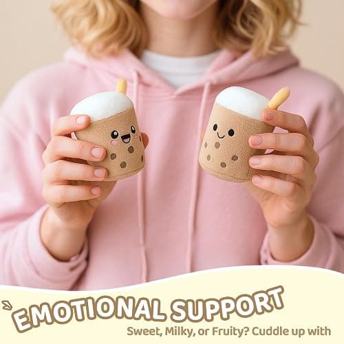 ZENLIV Emotional Support Boba Plush, 5 Cute Squishy Toys Stuffed Animal with Carrying Basket, Funny Cute Cuddly for Boba Lovers Adults, Inspirational Motivational Encouragement Gifts for Women Men thumbnail 5