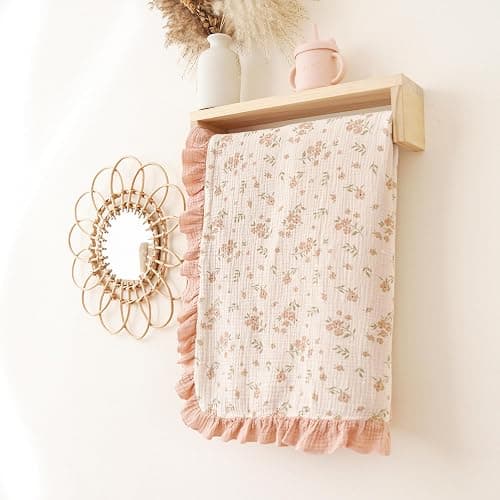 Konssy Flounce Muslin Baby Blankets, Cotton Crib Blanket for Baby Infant Toddler, Super Soft and Lightweight Nursery Blankets 40"x36" (Blossom) thumbnail 2