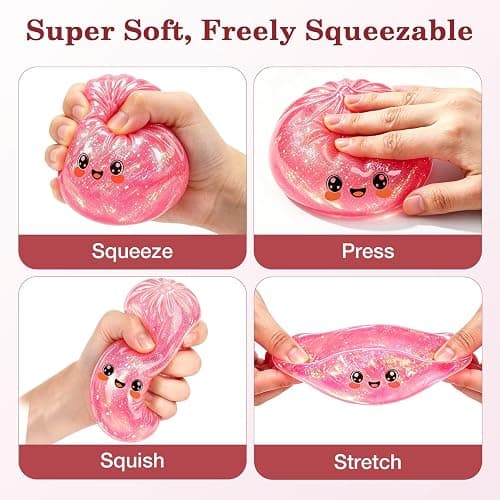 Colorful Glitter Squishy Toy with Box, Giant Crazy Squishy Toys, Stretchable Squishies Squeeze Stress Balls Fidget Sensory Squishy for Holiday (Gold) thumbnail 5
