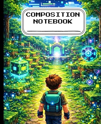 Pixel World is Mine! - Composition Book: 7.5" x 9.25", 100 Wide Ruled Pages for Real Gamer's - A Great Block Craft Adventure for Boys! - Image 1