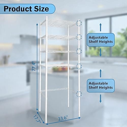 YVTCRTCW 4 Tier Mini Fridge Shelf | Adjustable Height Metal Storage Shelf | for Mini Fridge & Microwave Stand | Easy Assemble for Dorm, Kitchen, Office | White thumbnail 3