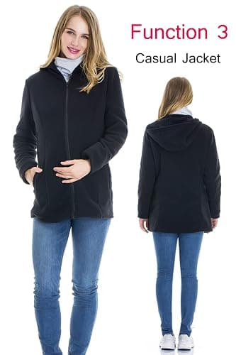 Smallshow Women's 3 in 1 Baby Wearing Jacket Zip Up Fleece Maternity Hoodie Sweatshirt thumbnail 5