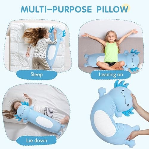 Dalmao 36 inch Cute Giant Blue Axolotl Plush Soft Body Pillow, Large Axolotl Stuffed Animals Toy, Squishy Plushies Gifts for Kids Boys Girls Birthday thumbnail 7