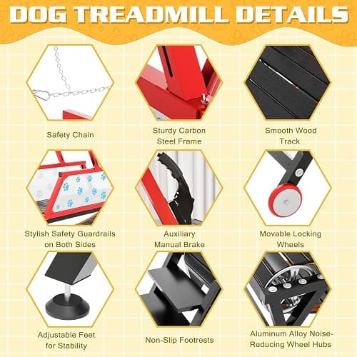 Dog Treadmill Heavy Duty Indoor Slatmill for Dogs with Brake Easy to Move Running Machine for Pet Jogging Non-Electric Exercise Equipment to Keep Fit and Healthy for Large & Medium Dogs thumbnail 3