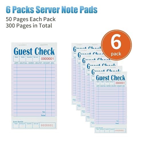 ZPARIK 6 Pack Purple Guest Checks Books for Servers Server Note Pads, Waiter Checkbook, Waitress Notepad for Restaurants, Paper Checks 50 Sheets/Pack, 300 Total Tickets thumbnail 5