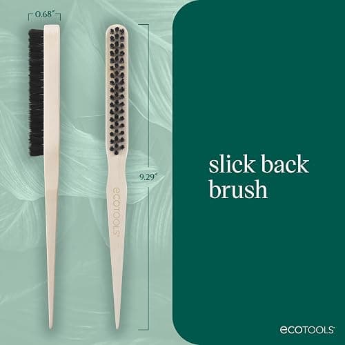 EcoTools Slick Back Hairbrush, Small Brush For The Perfect Ponytail Or Bun, Tease, Smooth, & Style Hair, Tame Frizz & Flyaways, Renewable Bamboo Handle & Vegan Boar Bristles, Cruelty-Free, 1 Count thumbnail 4