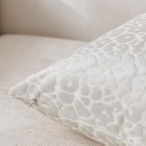 White Leopard Pillow Covers Pack of 2, Geometric Pattern Design, 18x18 Inch | Invisible Zipper Elegant Modern Home Decor for Couch Bedroom thumbnail 4