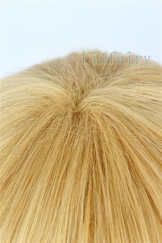 Linfairy Short Blonde Cosplay Wig Halloween Costume Cat Wig for Men thumbnail 5