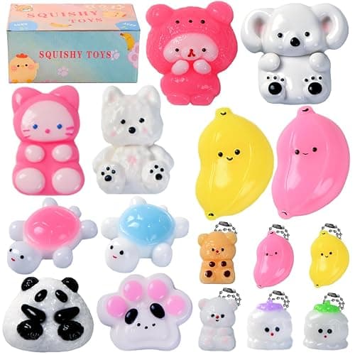 16 Pack Taba Squishy Pack Toys, Mochi Squishies Fidget Toys for for Kids and Adults, Birthday Party Favors, Valentines Goodie Bags Stuffers Back to School Gifts Classroom Prizes - Image 1