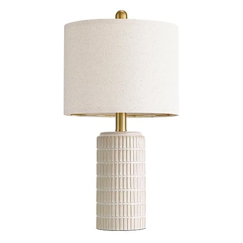 PoKat 21'' Modern Ceramic Table Lamp with Gift Box, White for Bedroom,Small | Bedside Lamps for Nightstands, Gold Pole Design, Farmhouse Home Decor for Living Room, Ideal Housewarming Gift for Women thumbnail 10