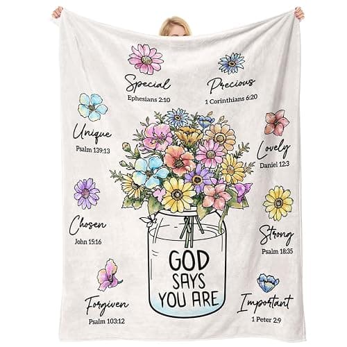 Christian Religious Gifts for Women, Christmas Birthday Gifts for Women | Baptism Communion Inspirational Catholic Faith Gifts for Sister Daughter Girls Her Mom Friend, Soft Throw Blankets 50''x 60'' - Image 1