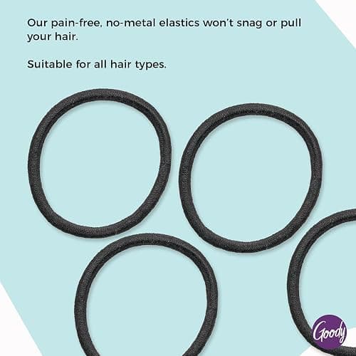 Goody Ouchless Hair Elastics – No Pull, No Breakage, Tangle-Free Hold for Thick, Curly, Coily & Textured Hair – 15 Count, Black, Long-Lasting Ponytail Holders for Women & Men thumbnail 2