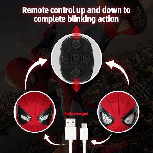 Shampoer Spider Superhero Dynamic Mask - Remote LED Light & Moving Mech Eyes for Immersive Hero Experience, Nice Choice for Superhero Fans thumbnail 2