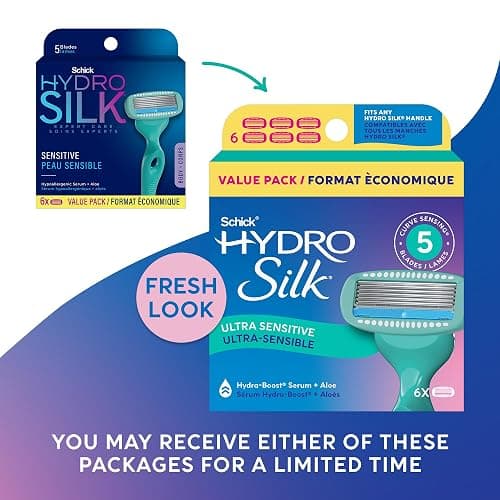 Schick Hydro Silk Sensitive Razor Blade Refills,| 5-Blade Sensitive Skin Razors for Women | Womens Razor Refills for-Sensitive Skin,6 Count (Pack of 2) thumbnail 2