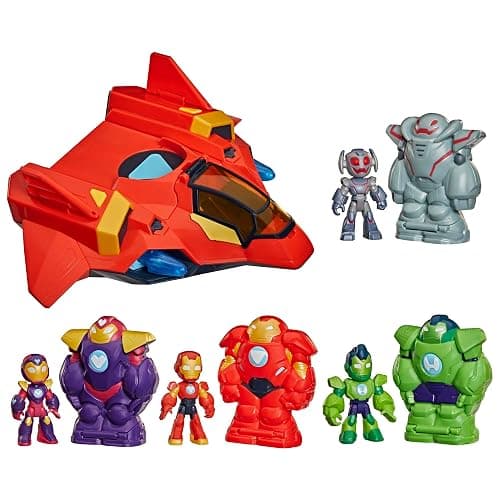 Disney Jr. Series Marvel’s Iron Man and his Awesome Friends Ultimate Giant-Sized Armor Iron Jet Toy Set, 3-Inch Action Figures, Armor Suits, Vehicle - Image 1