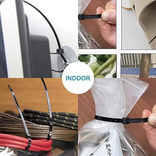 Zip Ties, Zip Ties Assorted Sizes(4”+6”+8”+12”), 400 Pack, Black Zip Ties, Cable Ties, UV Resistant Wire Ties by ANOSON thumbnail 7