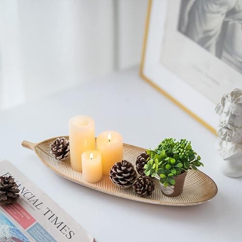 Hanobe Leaf Wooden Decorative Tray: Leaf Shaped Wood Key Tray Decor Plate Bowl for Crystal Candle thumbnail 6