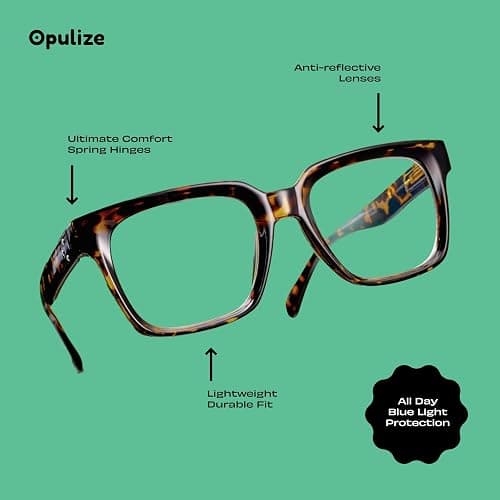 OPULIZE ERA - Lunette anti lumiere bleue femme & homme - Lunettes Ecran/Gaming - Cadre Surdimensionné thumbnail 4