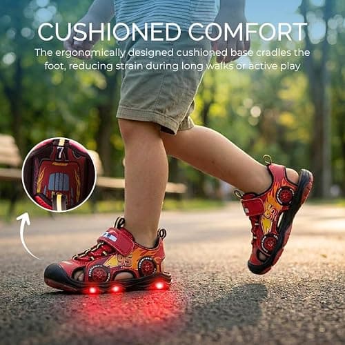 Cars Lightning McQueen Boys LED Light Up Sandals Toddler/Little Kid/Big Kid thumbnail 4