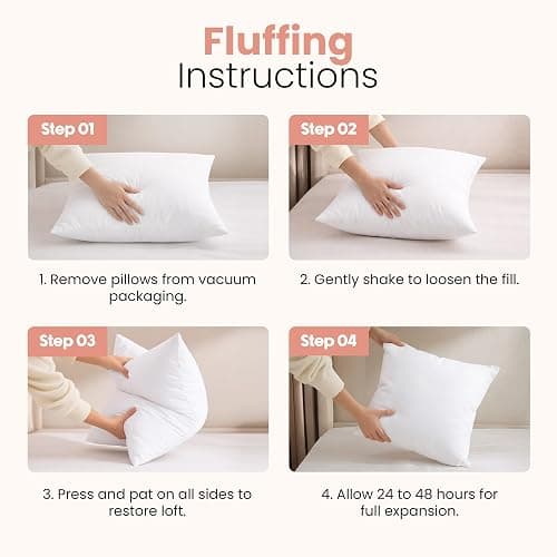 Utopia Bedding 20x20 Pillow Inserts, White Throw Pillows for Couch, 2 Pack | 100% Virgin Filling, Indoor Cushion Inserts for bed, sofa & couch, Extra Filled, Supportive & Fluffy Decorative Pillows thumbnail 5