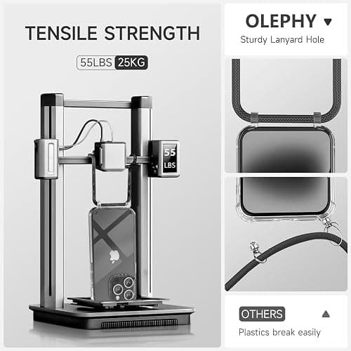 OLEPHY Handykette für iPhone 16 Pro Hülle mit Band, Necklace Handyhülle, Transparente Schutzhülle zum Umhängen [Verstellbarem und Demontage Umhängeband], Roségold thumbnail 4