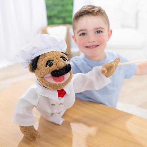 Melissa & Doug Chef Puppet (Al Dente) with Detachable Wooden Rod Pretend Play Chef Puppet Pepe thumbnail 2