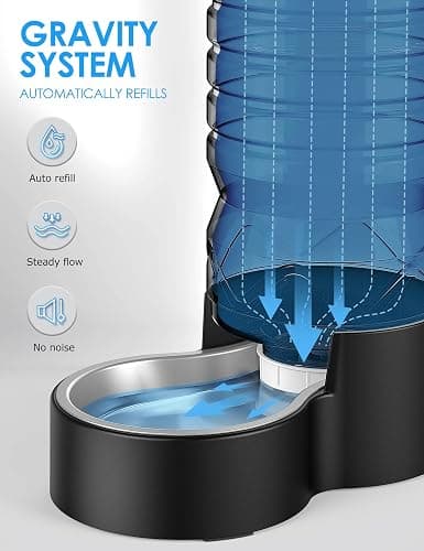 Heouvo 2.5 Gallon Automatic Dog Water Dispenser【Wide Mouth for Easy Hand-in Cleaning】【Removable Stainless Steel Bowl】, Gravity Refilling Large Capacity for Cats and Dogs, Multi-Pet Homes thumbnail 5