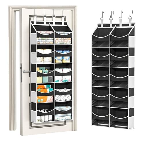 Aokeyee 5 Tiers Over the Door Storage Organizer, Behind Door Storage for Baby Nursery, 80lb Capacity Door Hanging Organizer with 10 Compartments & 10 Mesh Pockets for Closet, Bedroom, Bathroom, Toys - Image 1