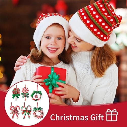 16PCS Christmas Lollipop Ornaments, Cane Hanging Christmas Ornaments Colorful Peppermint Candy Ornaments for Xmas Tree Party Home Party thumbnail 7