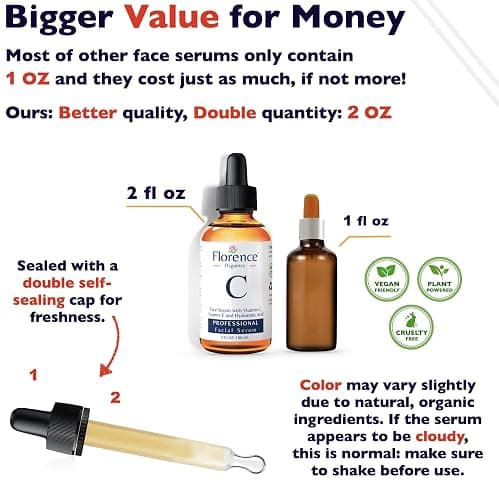 Big 2.11oz. Organic Vitamin C Serum for Face. Anti-Dark Spots, Wrinkles Skin Repair Serum with Hyaluronic Acid, Vitamin C & Niacinamide. All-in-One Brightening, Anti Aging Facial & Eye Area Skincare thumbnail 2
