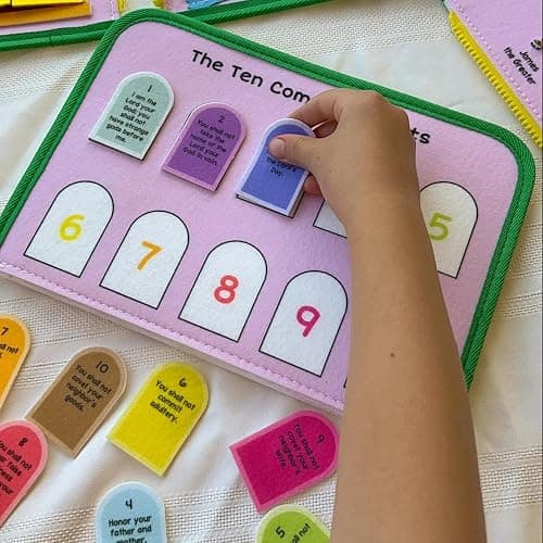 My Pray & Play Busy Board Book - Quiet Felt Activity Book for Catholic Children -Interactive Learning Tool for Mass, Church, Travel, and Bible Learning - Brother Francis/Saintly Heart thumbnail 6