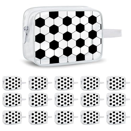 16PCS Soccer Cosmetic Bag - Waterproof Soccer Clear PVC Travel Bag,Soccer Gift Accessories Bags Goodie Snack Makeup Bag,Toiletry Zipper Pouch Organizer,Softball Team Gifts for Girls Team Player - Image 1