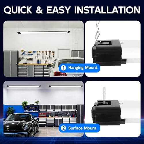 hykolity 4FT Linkable LED Shop Light,44W 4600LM 5000K Daylight,8 Pack | Plug-in Hanging/Surface Mount Utility Light, Daisy Chain Shop Lights for Garage,Workshop,,Warehouse,Utility Room,Black thumbnail 3