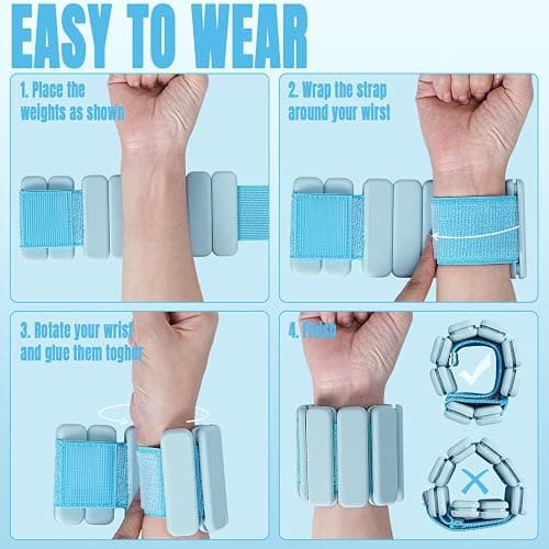 Sportneer Wrist & Ankle Weights for Women, 1 LB & 2 LB Wearable Weights Set, Adjustable Silicone Leg & Wrist Weights for Walking, Pilates, Yoga, Home Workout, Non-Slip Comfortable Fit thumbnail 7