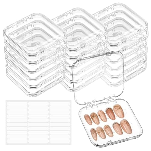 20pcs Press on Nail Storage Box with 90 Pcs Adhesive Double Sided Tape | Nail Packaging for Press Ons Presses on Nails Container for Fake Nailes Storage Case Nails Display Art Business - Image 1