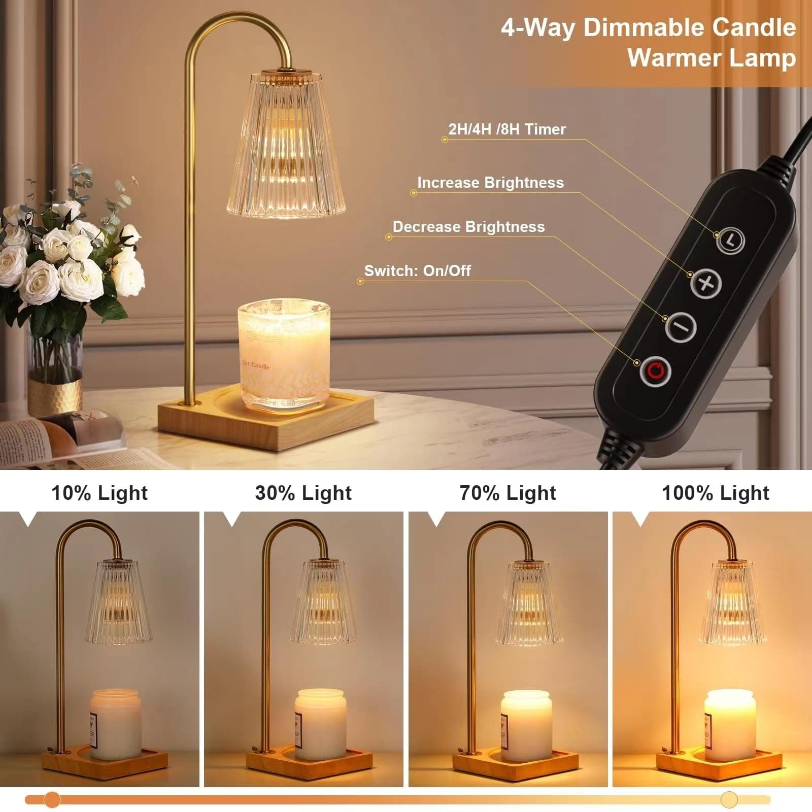 Candle Warmer Lamp Australia, Table Lamp with Dimmable and Timer for Jar Candles with 2 Bulbs, Home Décor Products for Thanksgiving Christmas Mother's Day Birthday Women & Mom Gifts thumbnail 2