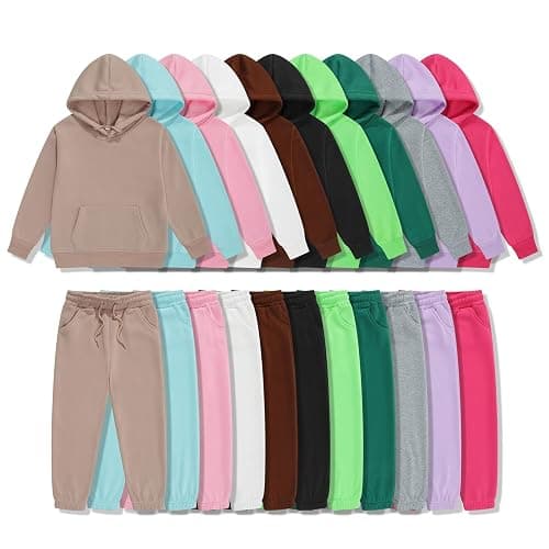 BCGQVZES Girls Sweatsuit 2 Piece Outfits - Hoodie Sweatshirts And Sweatpants with Pockets Fall Winter Fashion Jogger Sets thumbnail 3
