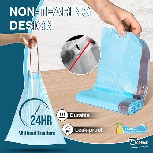 JOYEUX 2.6 Gallon Small Trash Bags, No-Tearing Drawstring Mini Garbage Bags for Bathroom Kitchen, Beachside Breeze Scent, 66 Count thumbnail 3