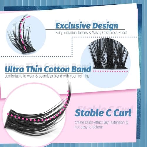 Lash Clusters Kit Wispy Cluster Eyelash Extensions Natural Individual Lashes Extension 8-16MM Short Cluster Lashes C Curl Eyelash Clusters Spikes 120 Pcs Spiky DIY Lash Kit for Everyday Wear thumbnail 5