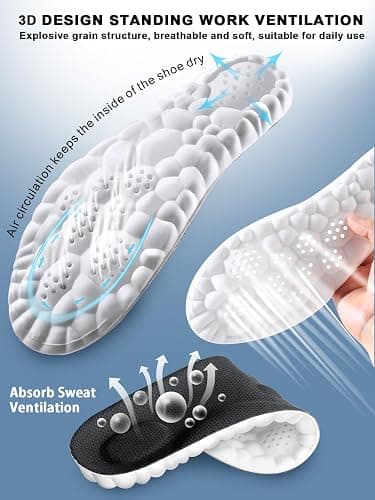 4D Cloud Insoles for Men and Women, Arch Support Insoles, Memory Foam Insoles, Shock Absorption and Cushioning Sports Shoe Insoles (Black, XS (Men 5-6 / Women 6-7) - XS (Men 5 -6 / Women 6-7) - Black thumbnail 3