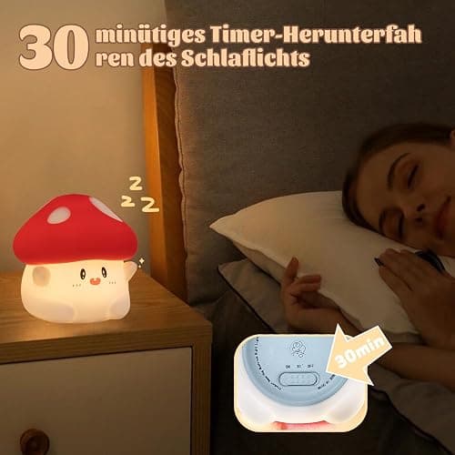 Rytinazzz Hug Mushroom Lamp, Cute Mushroom Night Light, 2 Levels Dimmable Night, LED Squishy Night Light for Kids Sleep, Rechargeable Bedside Touch Silicone Lamp, Unique Dorm Decor Gift Toy thumbnail 3