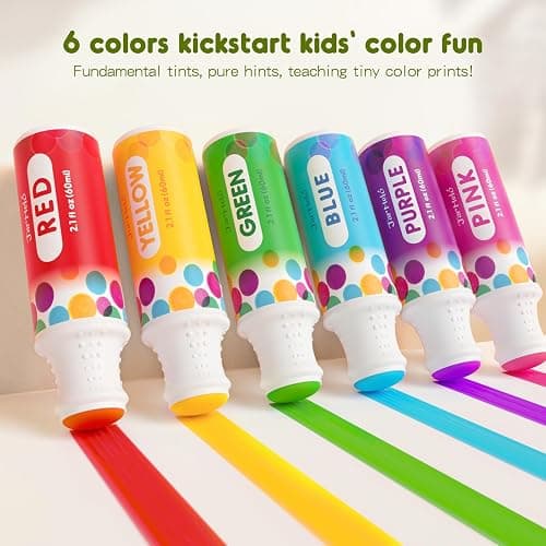 Jar Melo Washable Dot Markers, 6 Colors Dot Paints with 108 PDF & 10 Physical Activity Papers, Non-Toxic Bingo Daubers for Toddlers 1-3 2-4 - 6 Colors thumbnail 4
