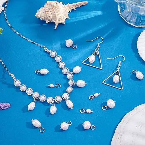 PH PandaHall Natural Pearl Pendant Charms, Pearl Bead Pendant with Loop Creamy Freshwater Pearls for DIY Jewellery Making thumbnail 2